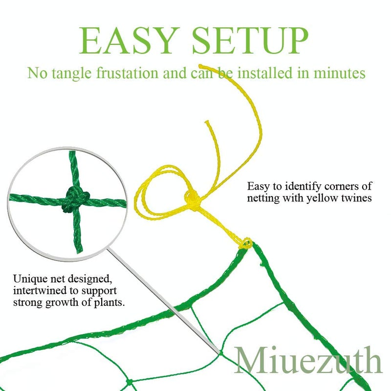 Miuezuth Trellis Netting for Climbing Plants - Heavy Duty Garden Trellis Netting for Cucumber, Vine, Fruits & Vegetables Tomato Plants Trellis Net, Climbing Vining Plants (1-Pack 3.3' x 6.6'Ft) - Image 2